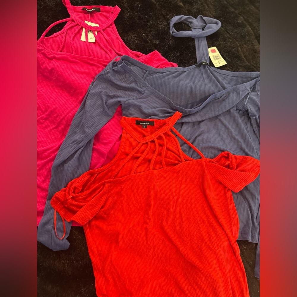 ✨ Ribbed Cutout & Cold Shoulder Tops Bundle Mixed Sizes Juniors & Women’s